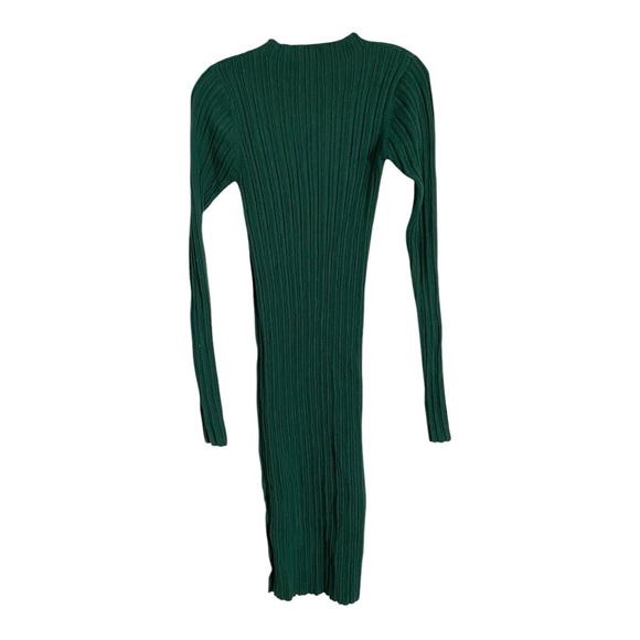 Adam Lippes Collective Sweater Dress Side Buttons Green Ribbed Knit Size Medium - Picture 6 of 11